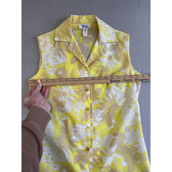 Vintage Size 10 Styled By Terry Chicago Yellow White Floral Button Front Dress - Picture 7 of 9